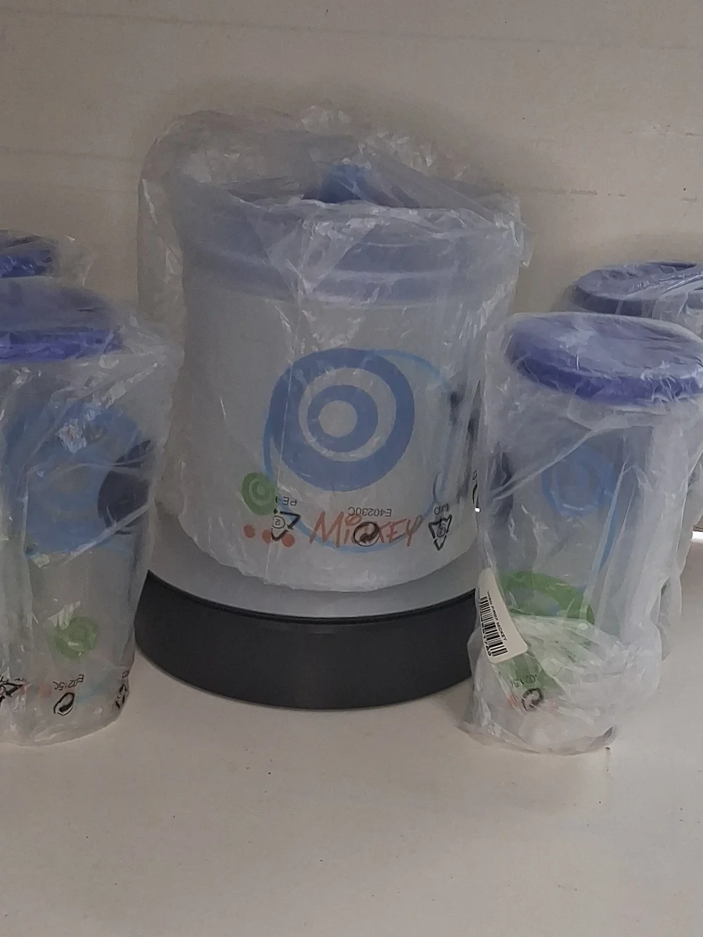 Tupperware White Pitcher Set with Blue, Green and Orange Accents